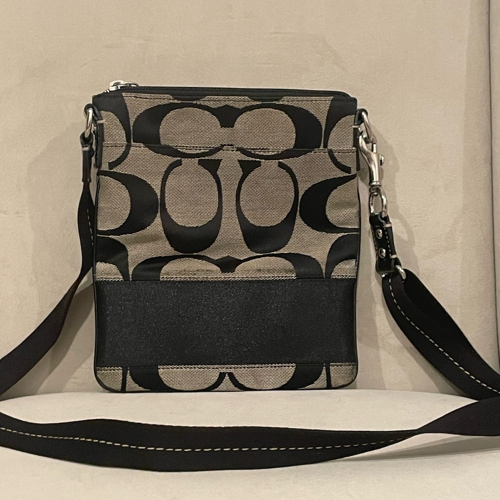 Casual Black and Beige Coach Mini Purse Stylish Classy Casual